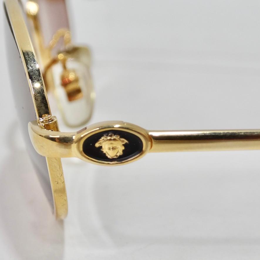 Women's or Men's 1990s Gianni Versace Gold Sunglasses For Sale