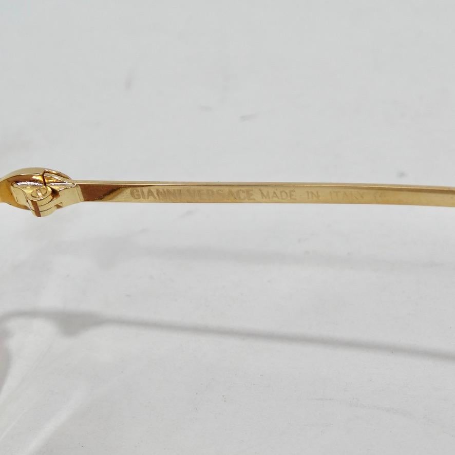 1990s Gianni Versace Gold Sunglasses For Sale 1