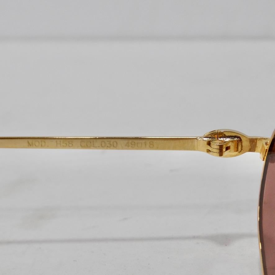 1990s Gianni Versace Gold Sunglasses For Sale 2