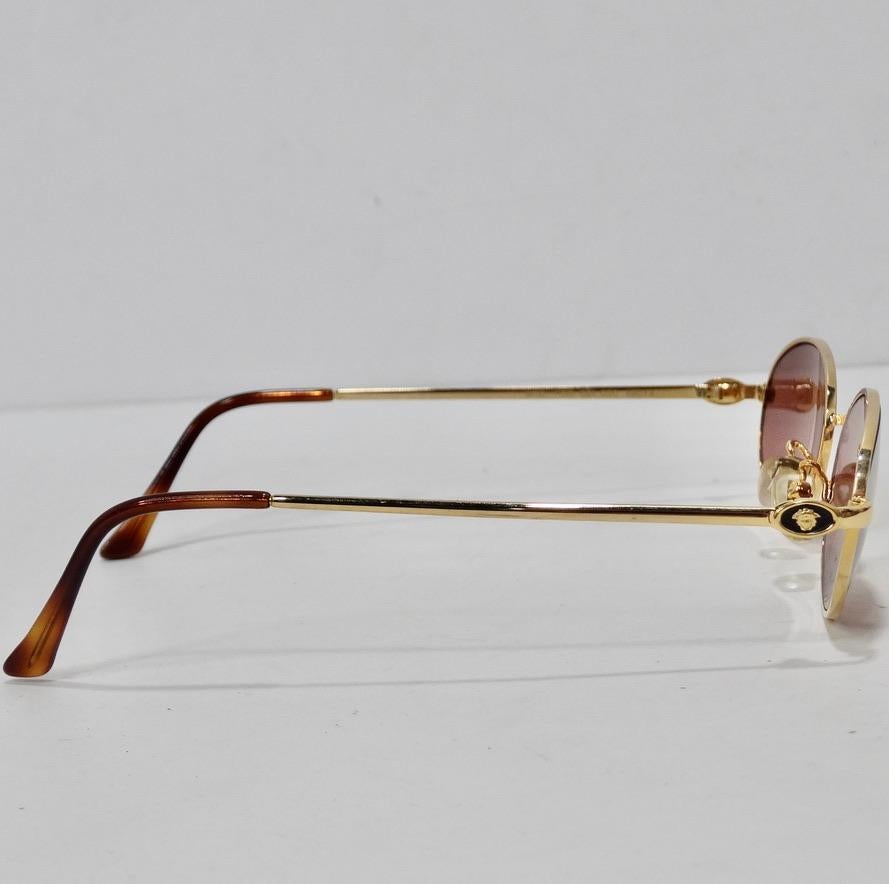 1990s Gianni Versace Gold Sunglasses For Sale 3
