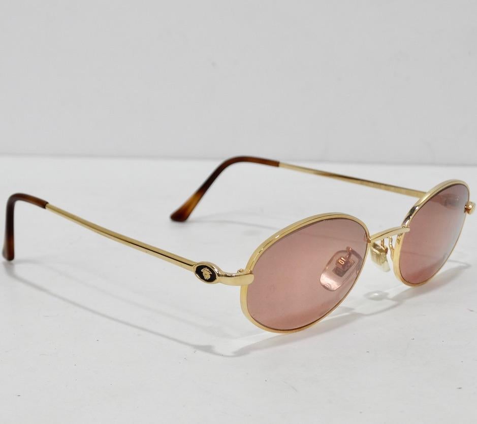 1990s Gianni Versace Gold Sunglasses For Sale 4