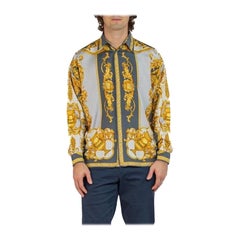 1990S GIANNI VERSACE Gray & Gold Silk Twill Shirt