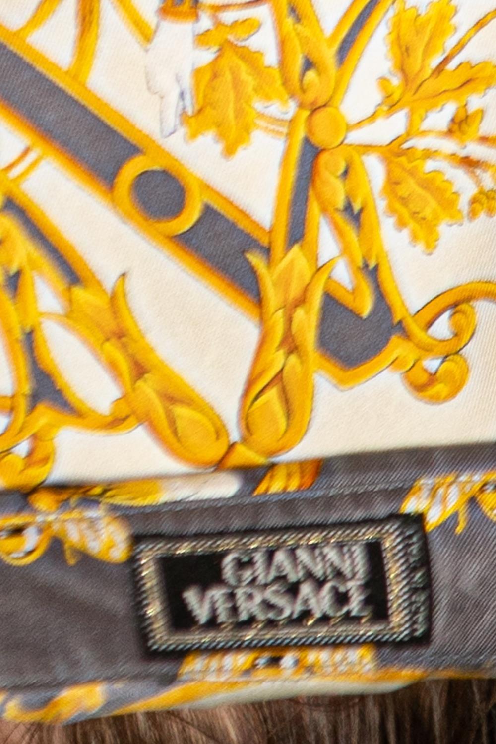 1990S GIANNI VERSACE Gray & Yellow Silk Queen Bee Shirt 6
