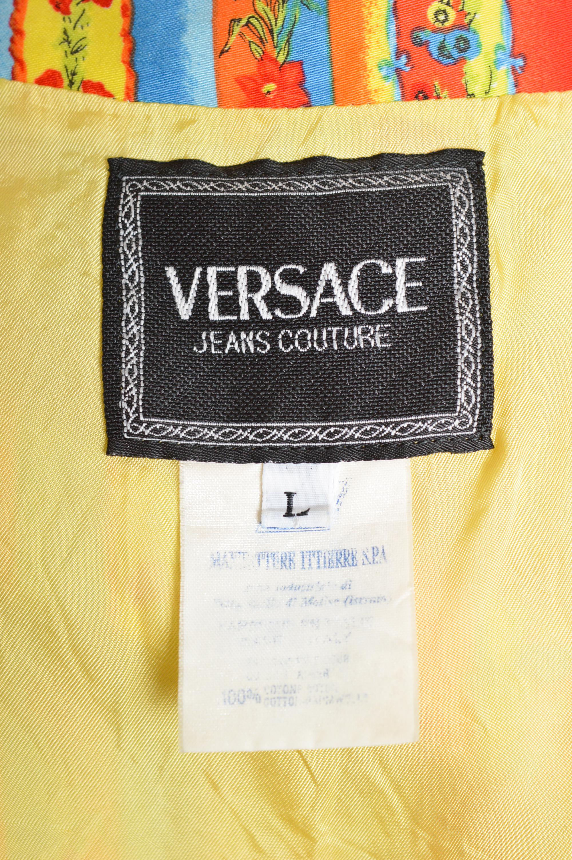 1990er Gianni Versace Jeans Couture Floral bunt gemusterte Weste - Weste im Angebot 8