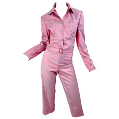Gianni Versace Jeans Couture Taille 10 - Pantalon Capri rouge irisé des années 1990