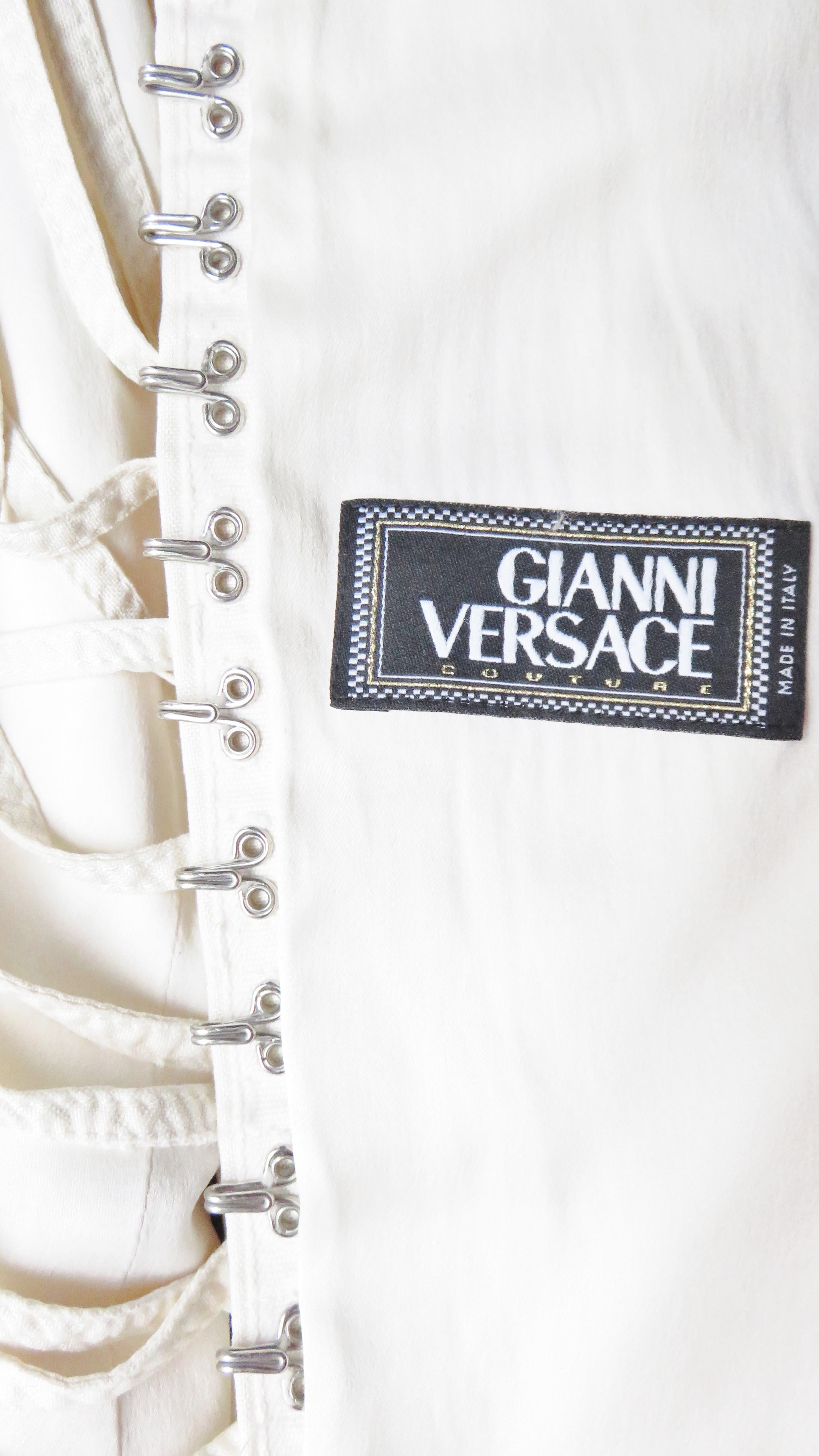  Gianni Versace Silk Lace up Back Jacket For Sale 6
