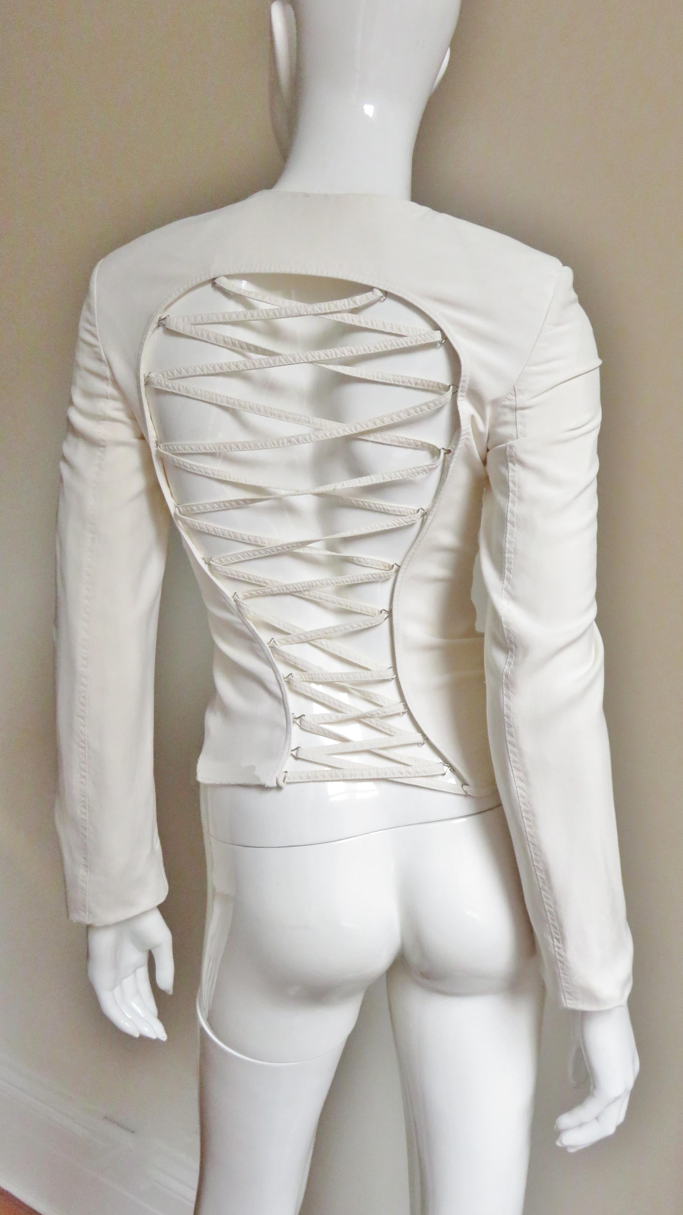 Gianni Versace Silk Lace up Back Jacket For Sale 5