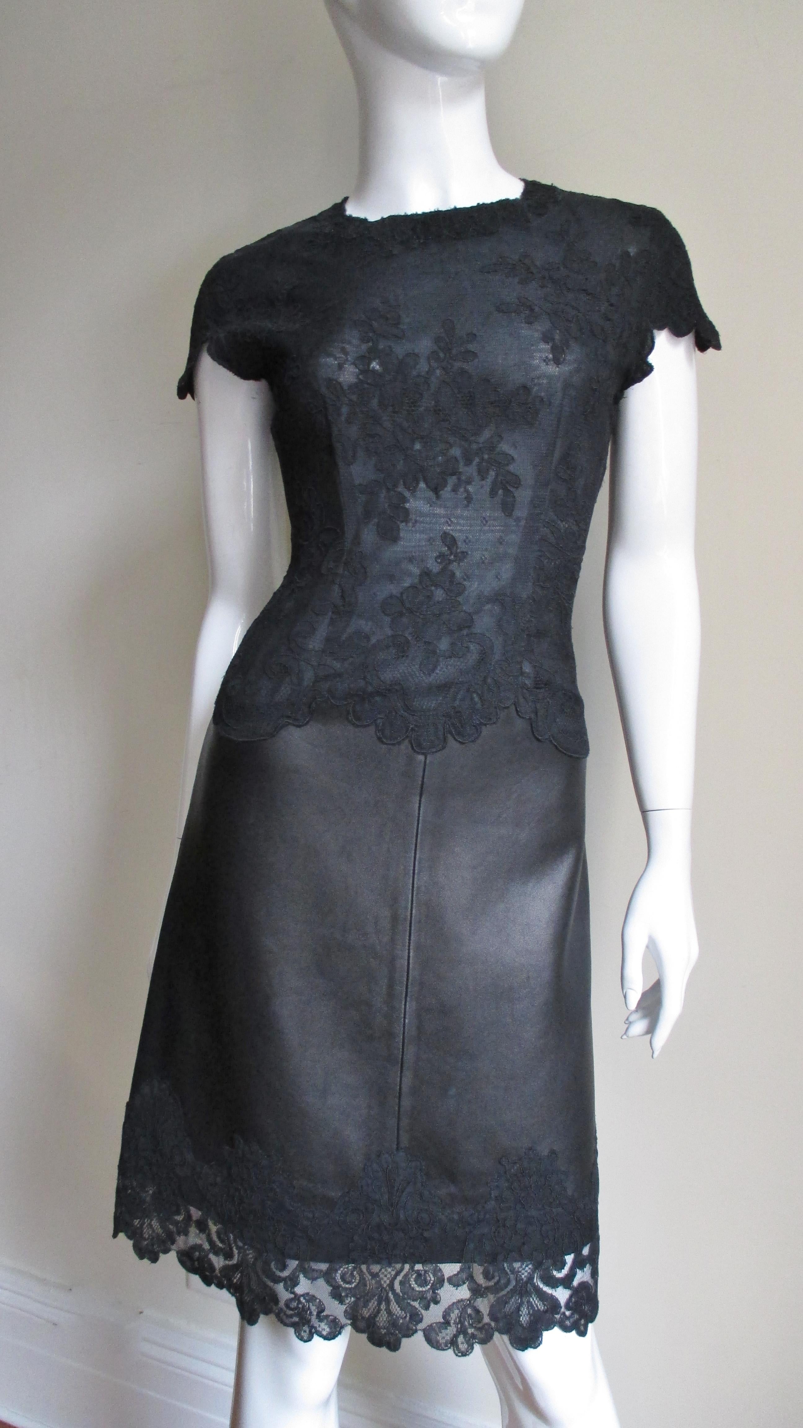 Gianni Versace Leather and Lace Dress In Excellent Condition For Sale In Water Mill, NY