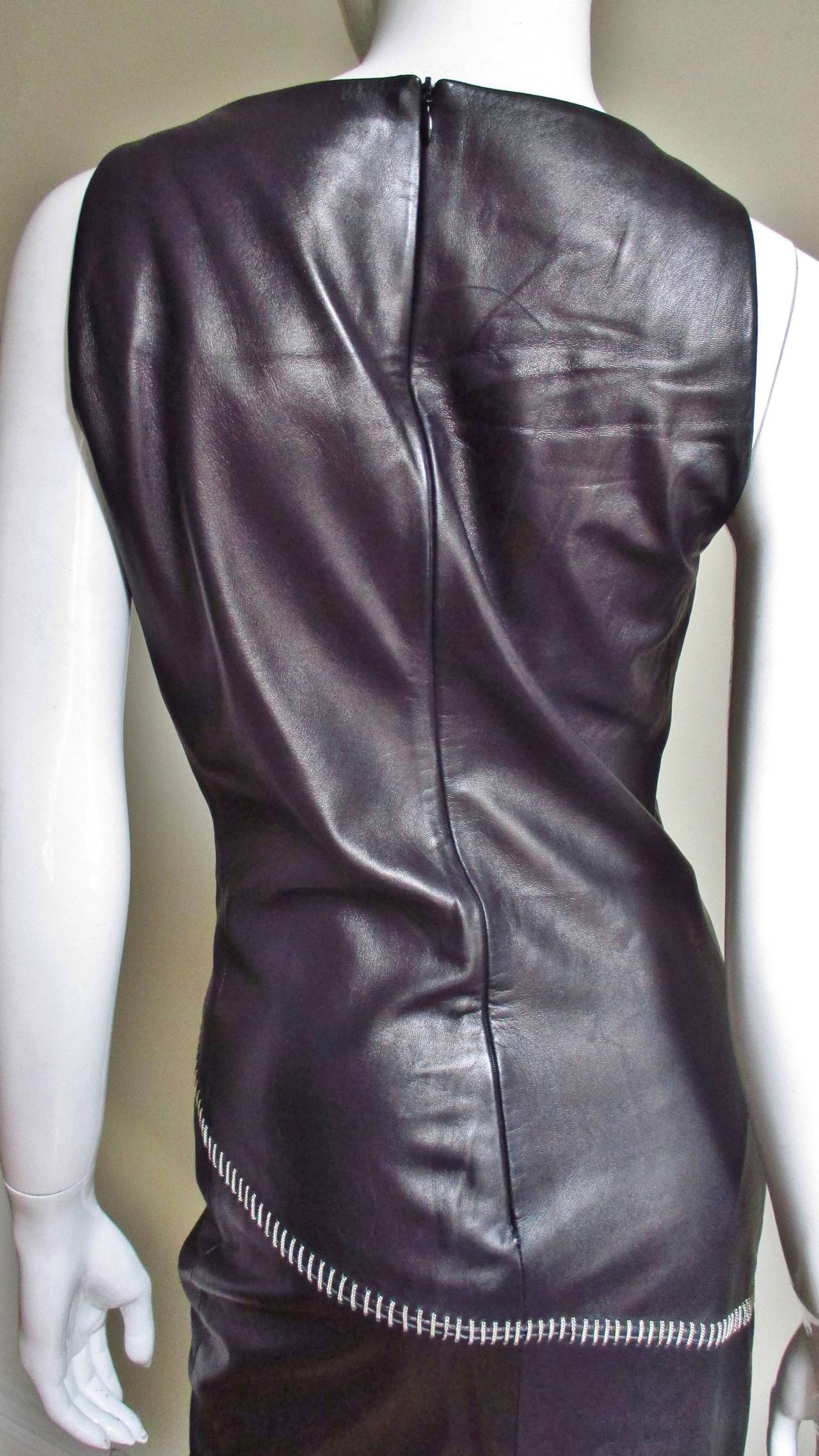 Gianni Versace New Leather Dress with Chain Trim 1990s For Sale 2
