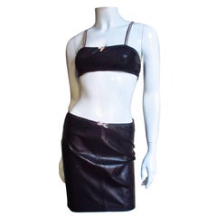 1990s Gianni Versace Leather Top and Skirt