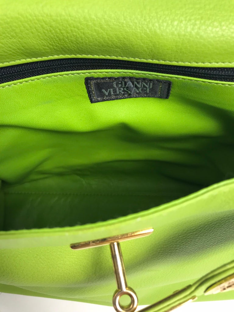1990s Gianni Versace Lime Leather Kelly Bag at 1stDibs | versace kelly ...