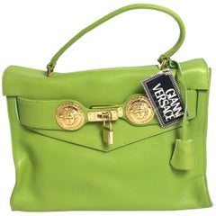 1990s Gianni Versace Lime Leather Kelly Bag