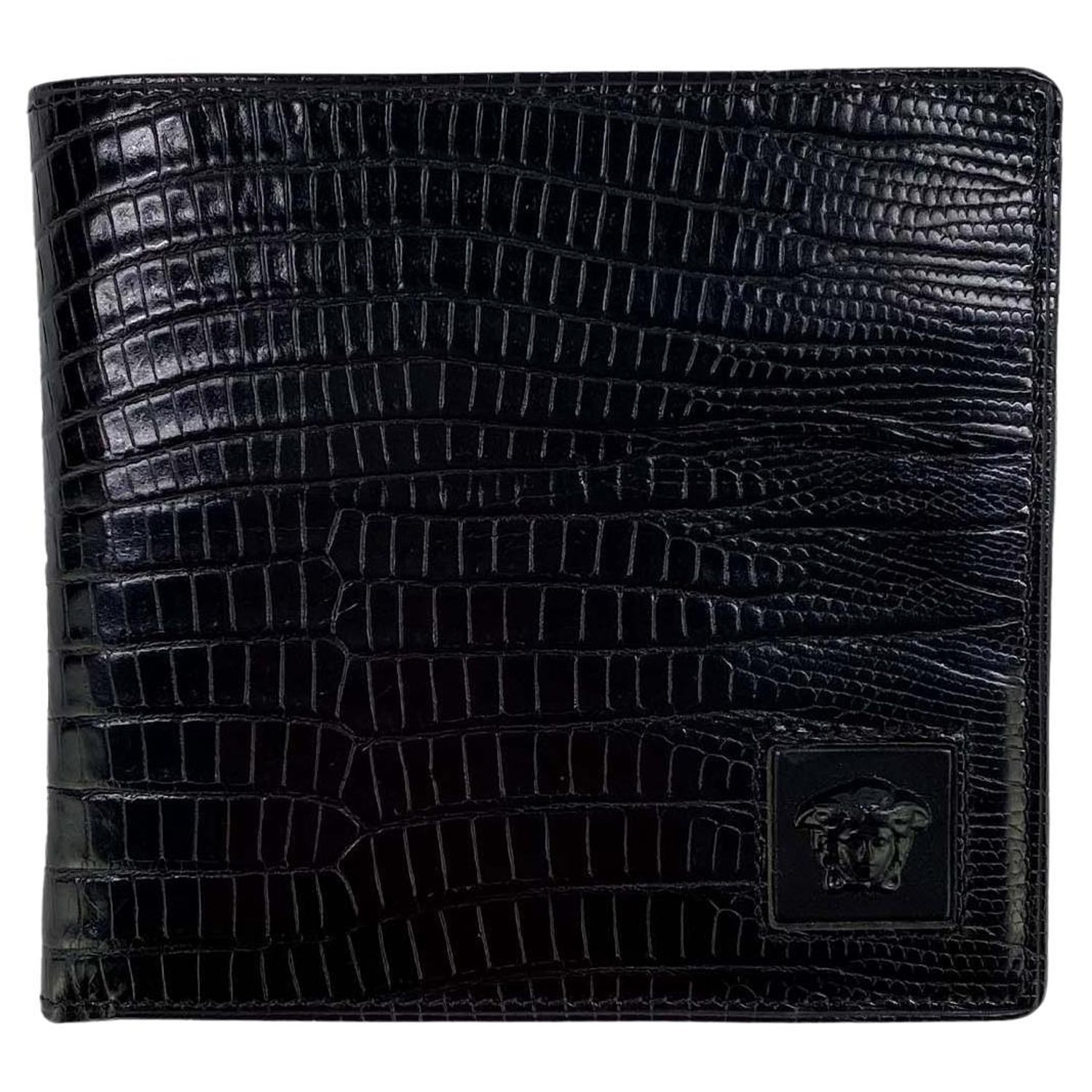 1990s Gianni Versace Lizard Skin Men's Bifold Wallet For Sale at 1stDibs