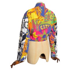 1990’s Gianni Versace Loud Colourful Printed fitted Cotton Crop Jacket