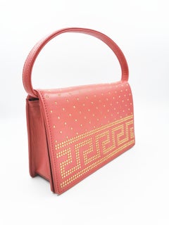 1990's GIANNI VERSACE Medusa Greca 3 Way Women's Red Handbag BAG Clutch Sling