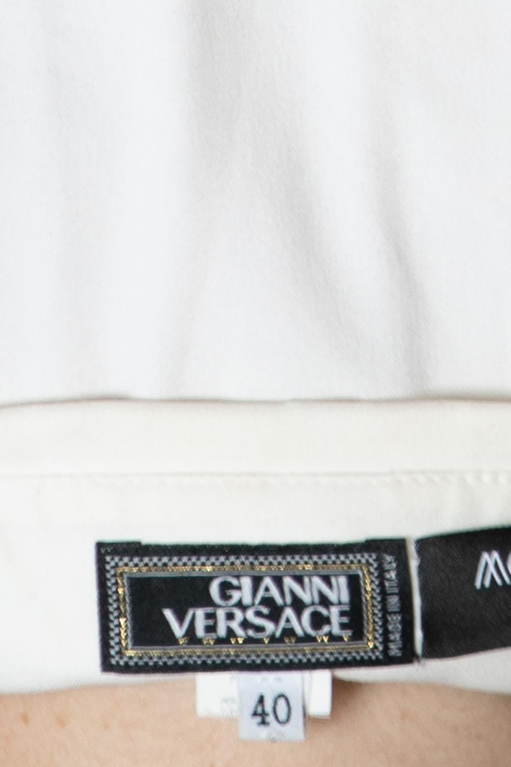 1990S GIANNI VERSACE Robe sans manches en rayonne et lycra Off-White en vente 6