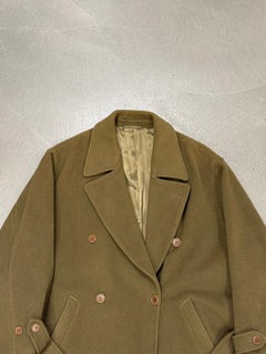 1990s Gianni Versace olive wool double-breasted overcoat