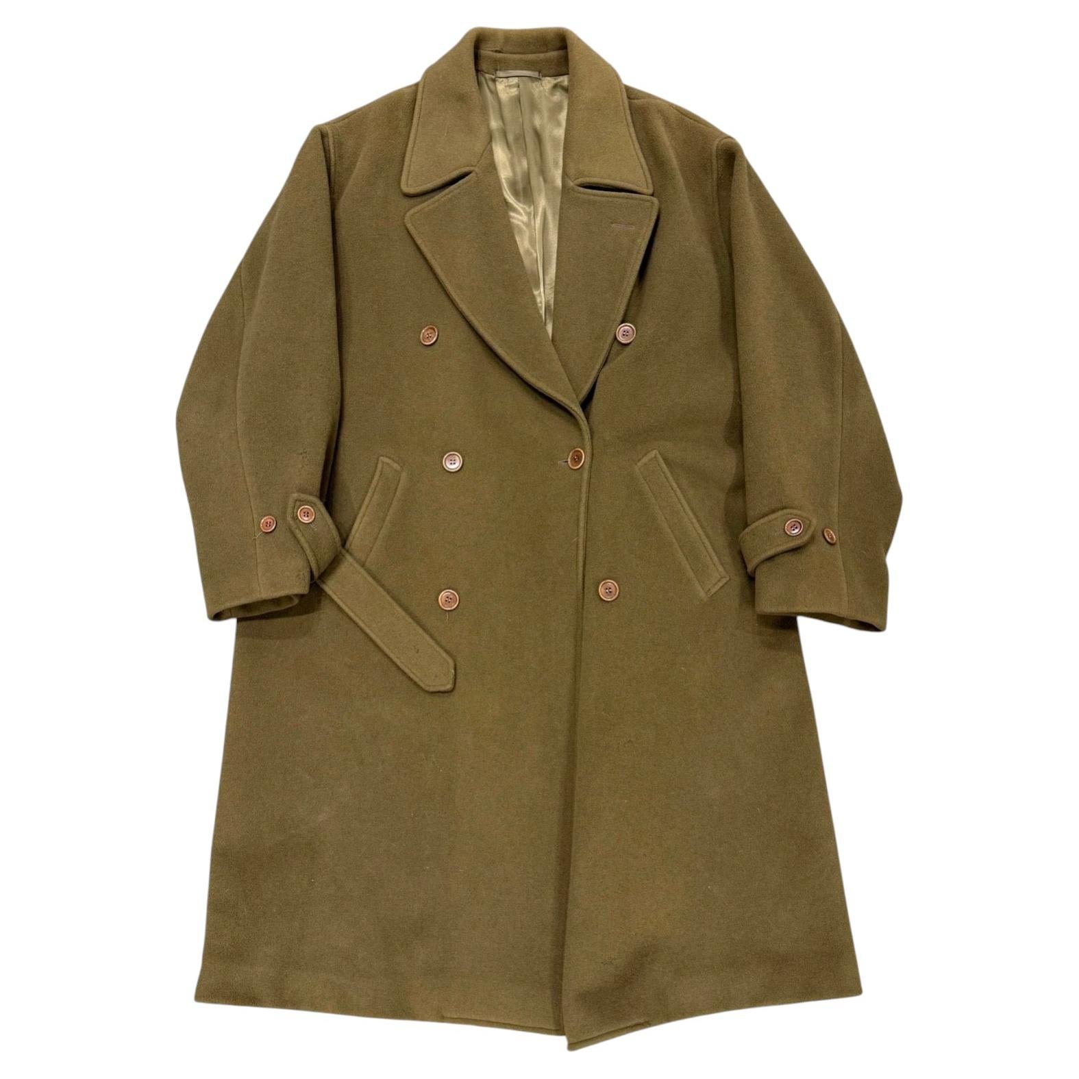 1990s Gianni Versace olive wool double-breasted overcoat For Sale