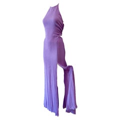 Vintage 1990s Gianni Versace Open Back Halter Evening Gown