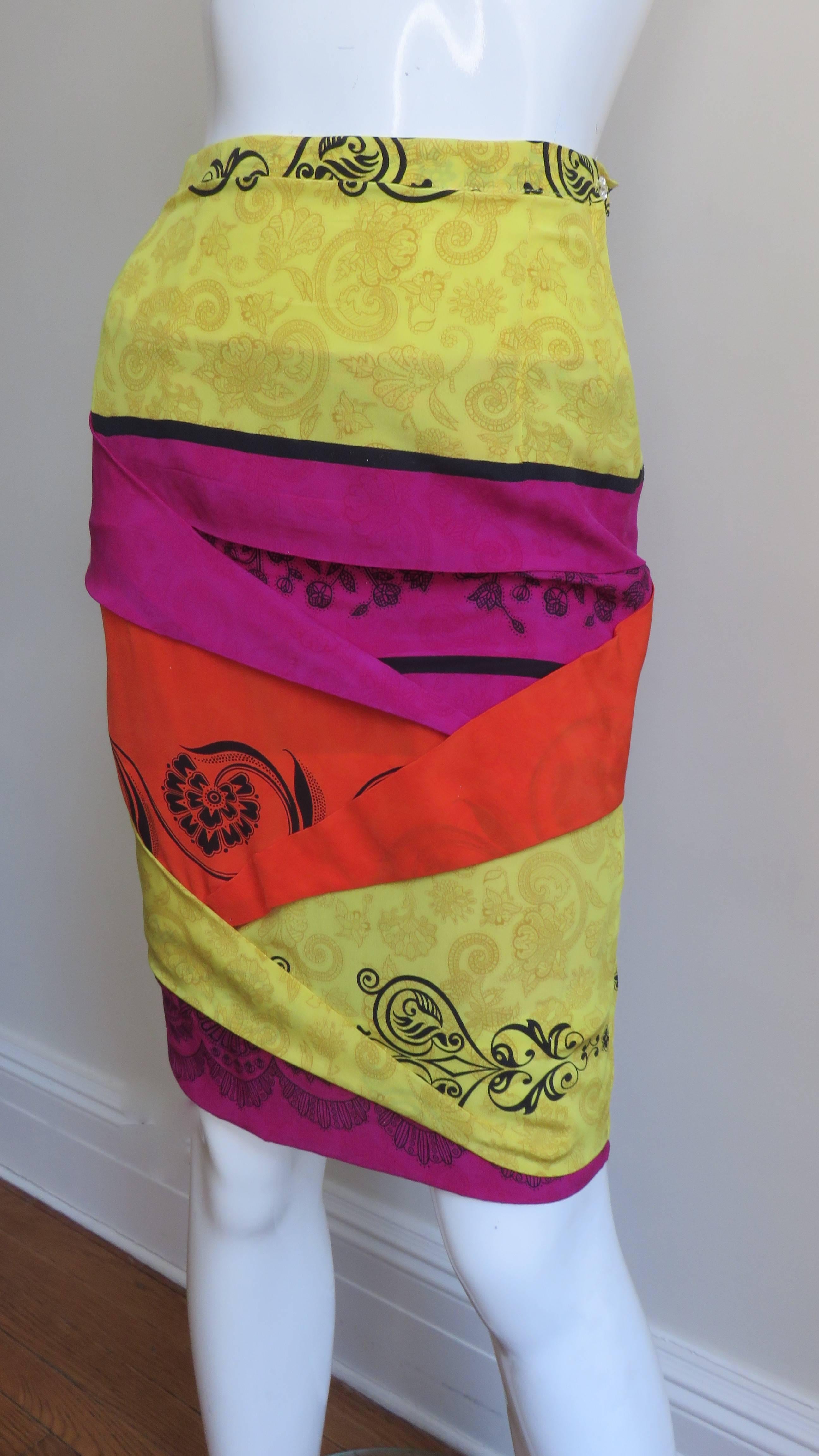 Women's Gianni Versace Origami Color Block Skirt 1990s For Sale