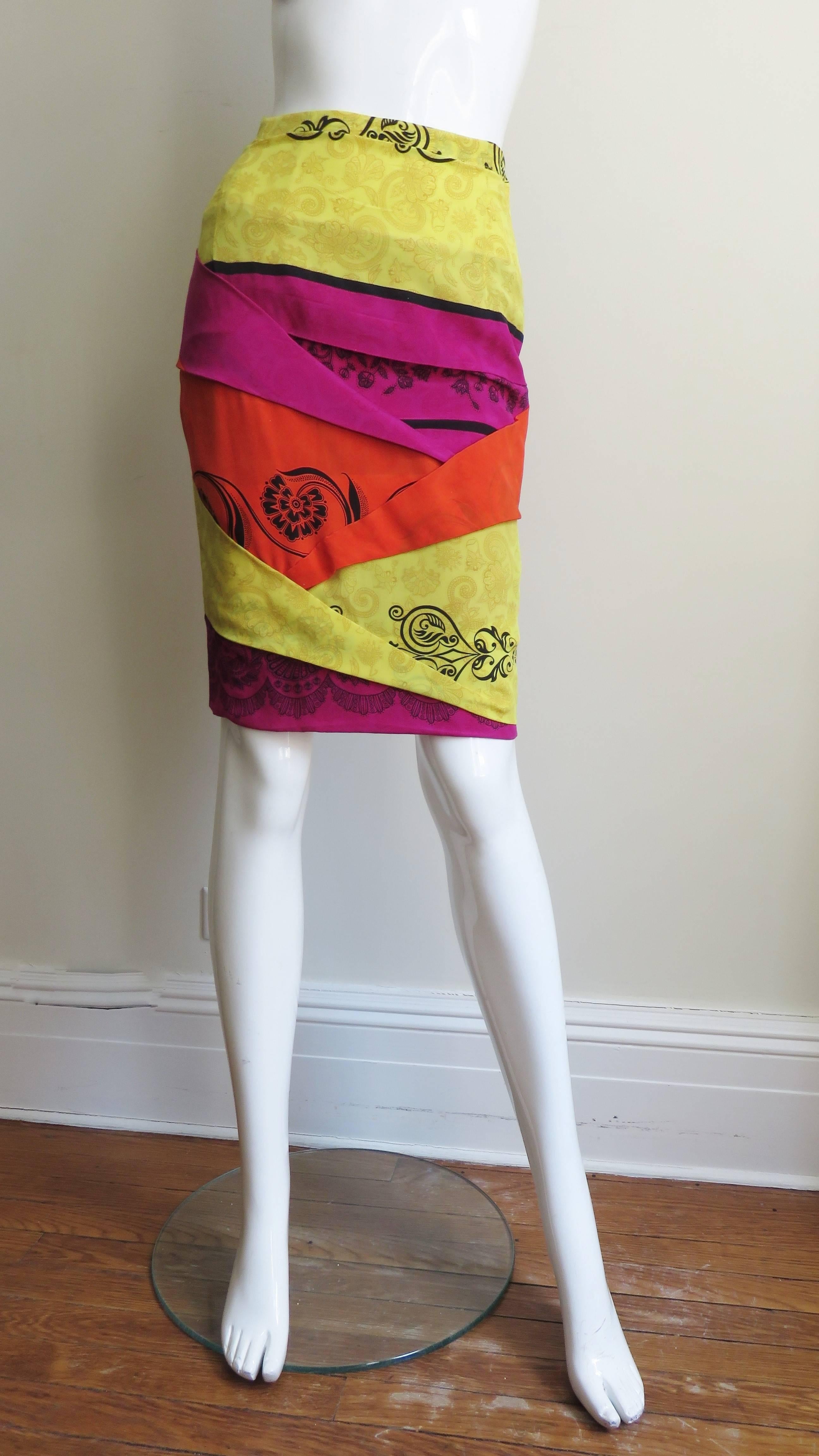 Gianni Versace Origami Color Block Skirt 1990s For Sale 1