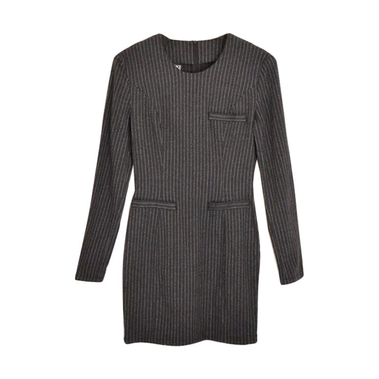 1990's Gianni Versace Pin Stripe long sleeve body con Mini Dress For Sale  at 1stDibs