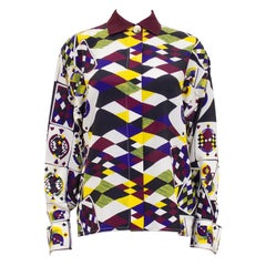 1990er Gianni Versace Seidenhemd mit Spielkartendruck