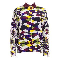 1990s Gianni Versace Playing Card Print Silk Shirt 