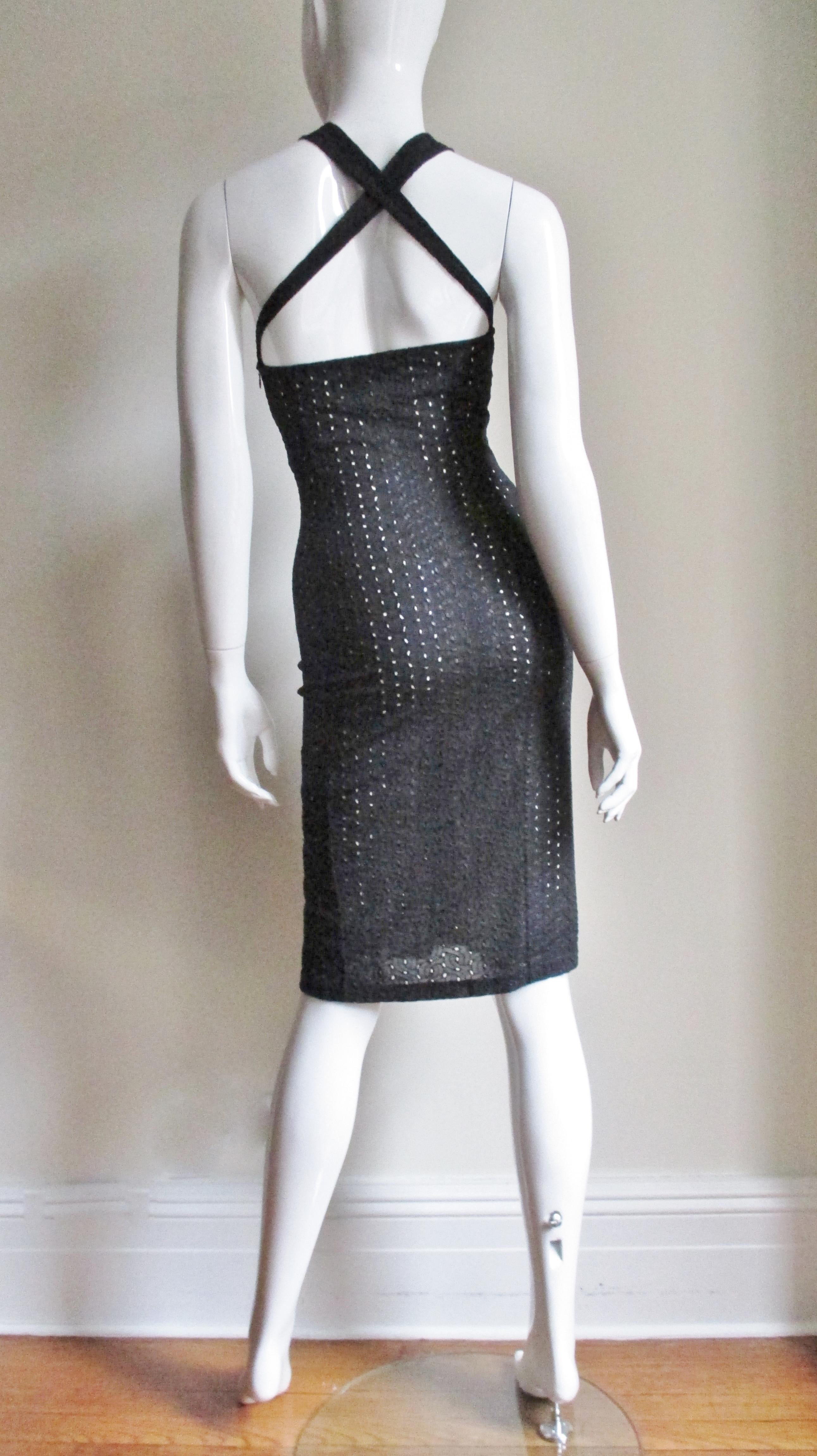 1990s Gianni Versace Plunge Laceup Halter Dress 9