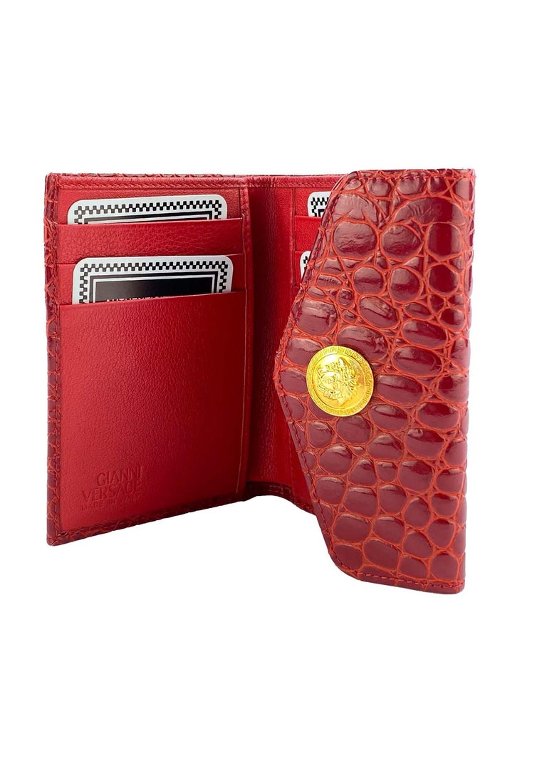 1990s Gianni Versace Red Crocodile Wallet New Old Stock For Sale at 1stDibs