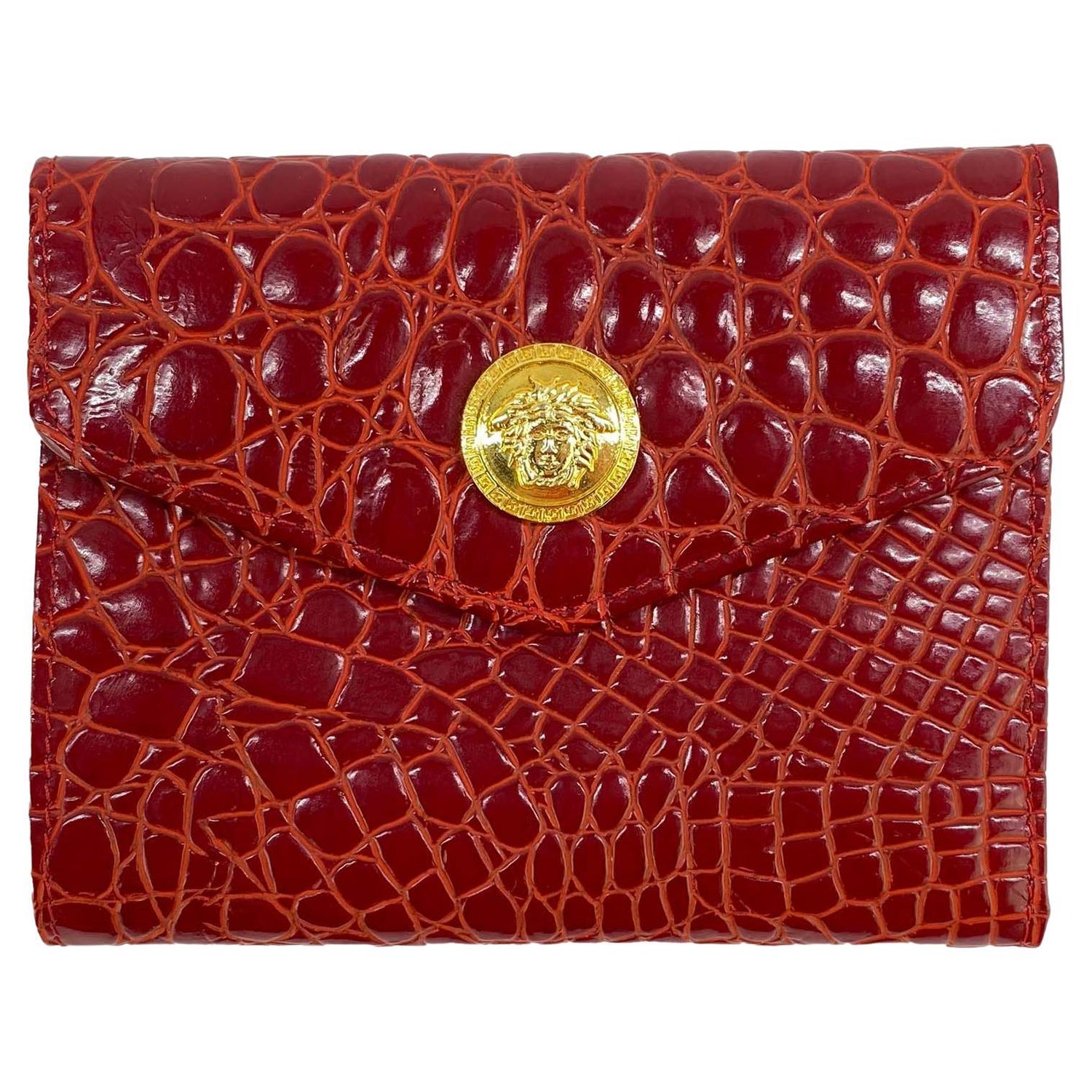 Gianni Versace Black Leather Gold Chain Small Mini Pochette Cell Makeup Bag  at 1stDibs