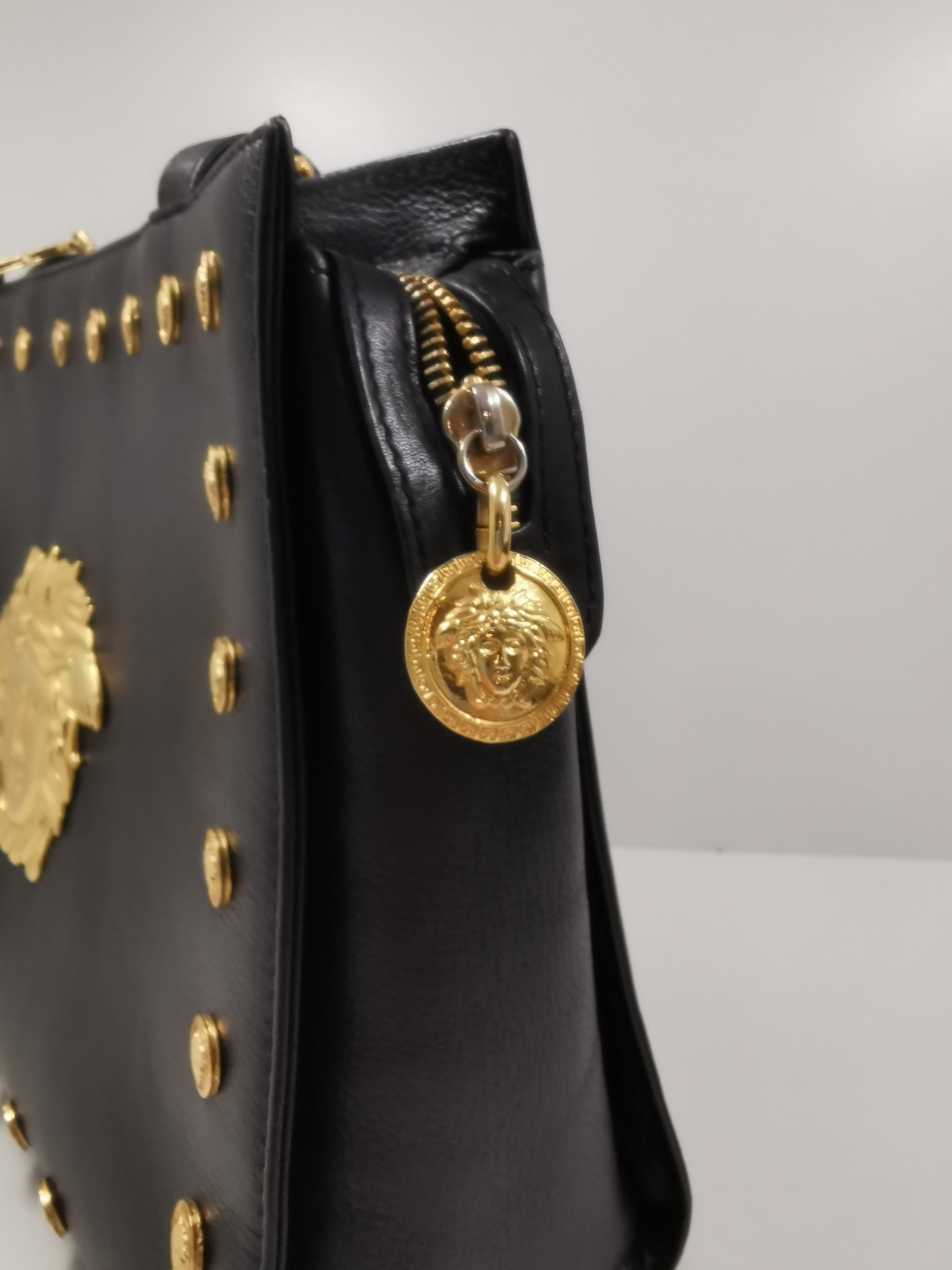 Women's 1990's Gianni Versace Signature Medusa Head Gold Medallion Shoulder Bag For Sale