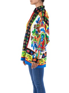 1990S VERSACE Silk Buddha Print Blouse
