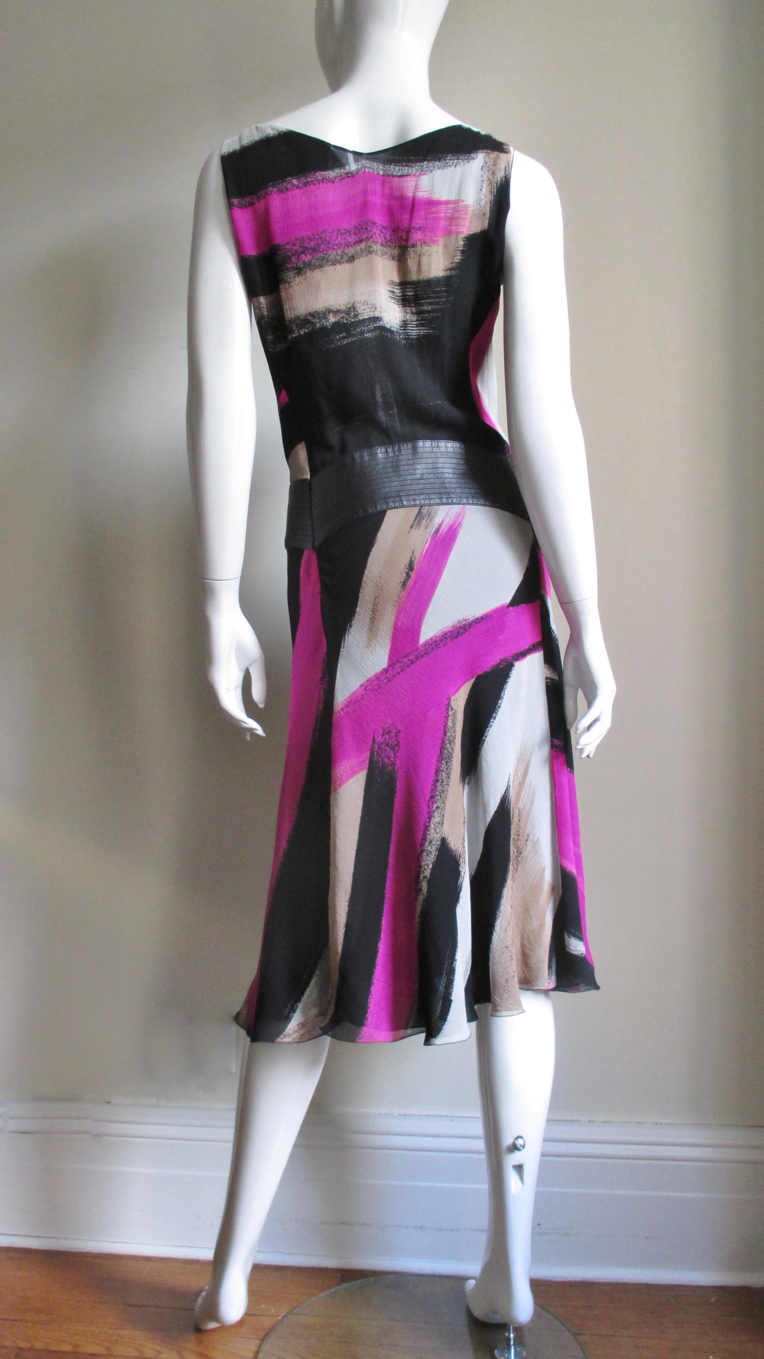 Gianni Versace Couture Silk Dress with Leather Hip Band A/W 2001 For Sale 8