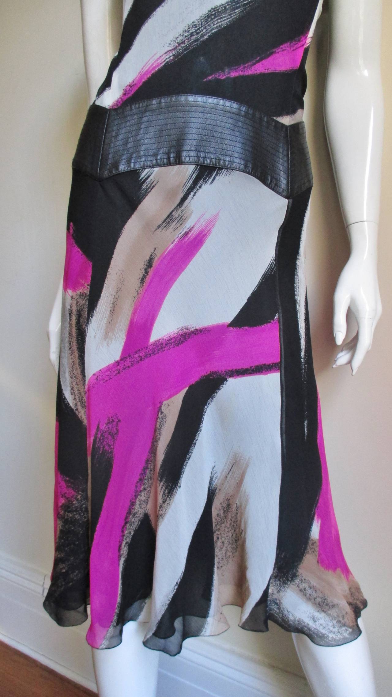 Gianni Versace Couture Silk Dress with Leather Hip Band A/W 2001 For Sale 1