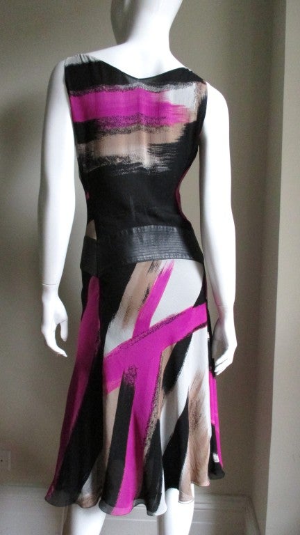 Gianni Versace Couture Silk Dress with Leather Hip Band A/W 2001 For Sale 4