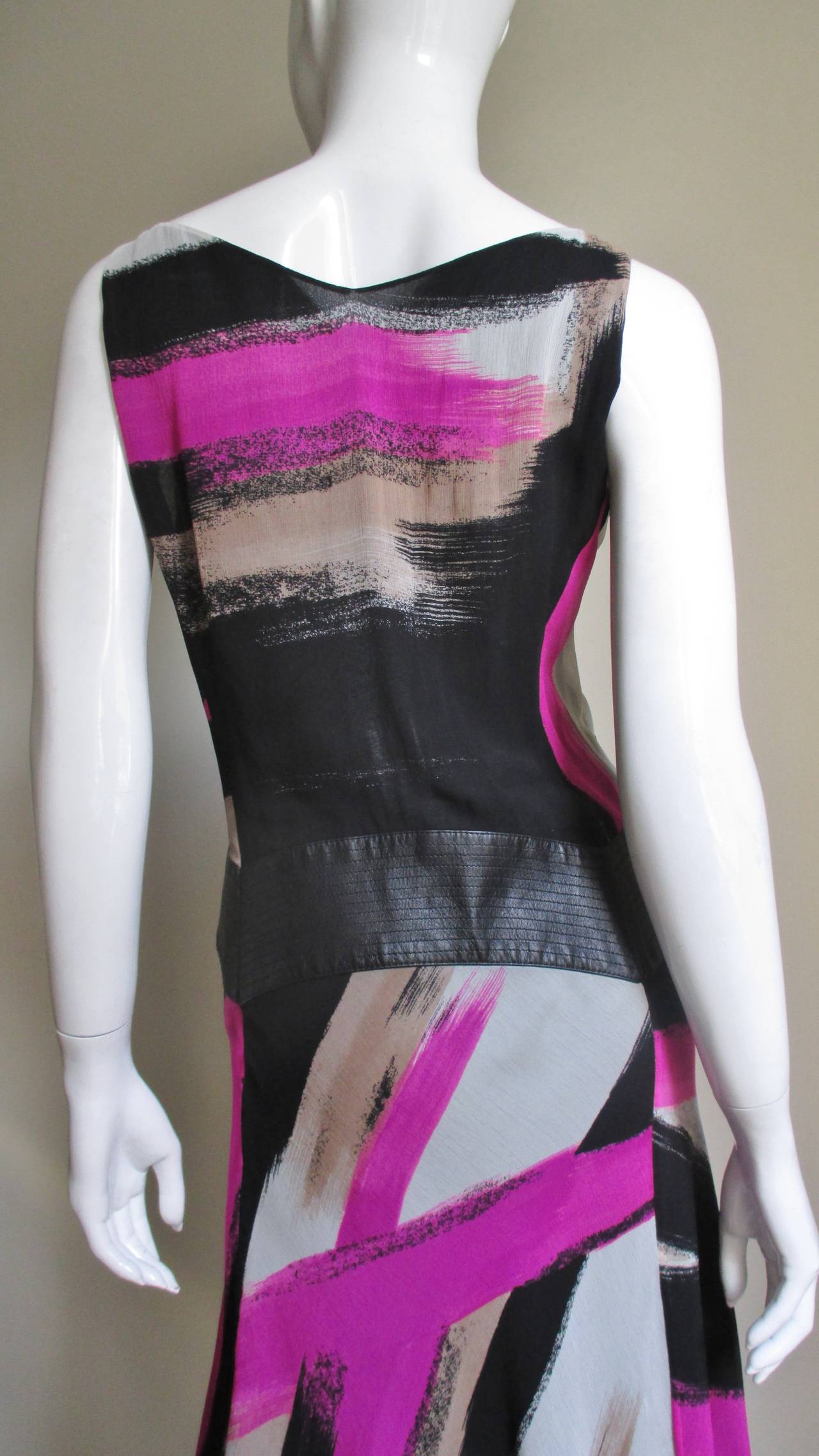 Gianni Versace Couture Silk Dress with Leather Hip Band A/W 2001 For Sale 5