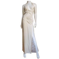 1990s Gianni Versace Silk Plunge Halter Dress