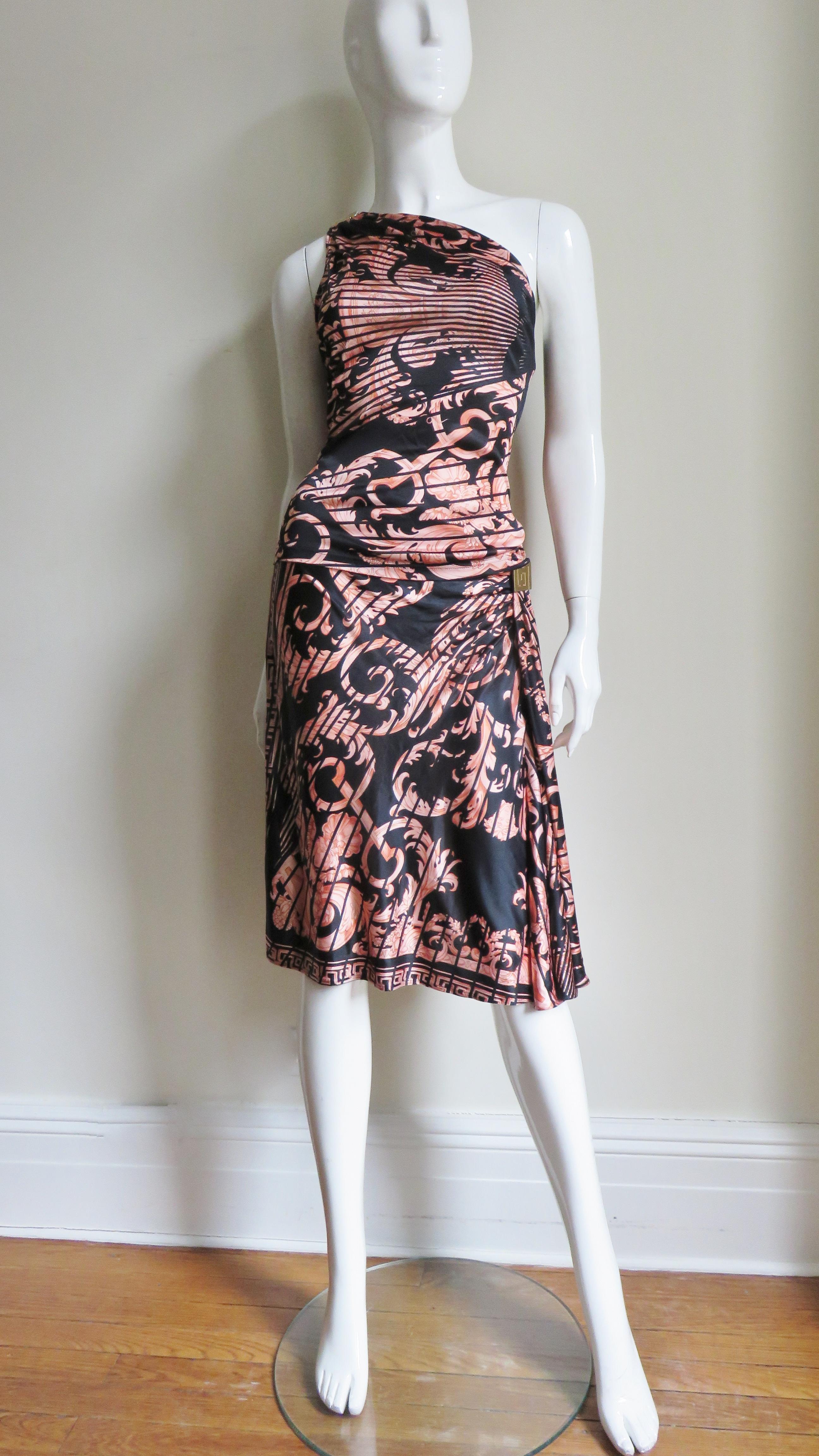 Gianni Versace Silk Skirt and Top Set with Hardware In Good Condition For Sale In Water Mill, NY