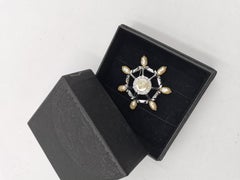 1990's Gianni Versace Silver Ridder Helm Pearl Medusa Brooch Pin RARE