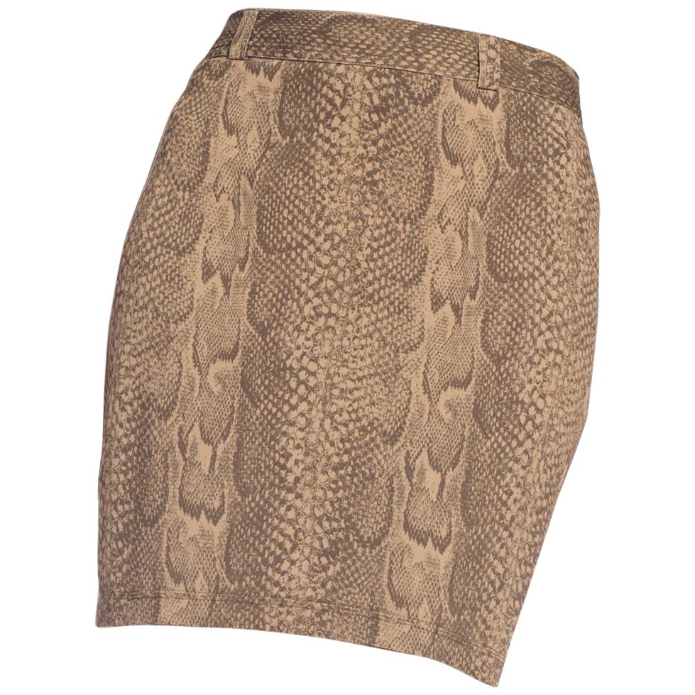 1990s Gianni Versace Stretchy Snake Printed Mini Skirt