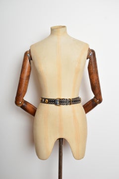 1990’s Gianni Versace Studded Black Leather Gold Medusa Head Belt