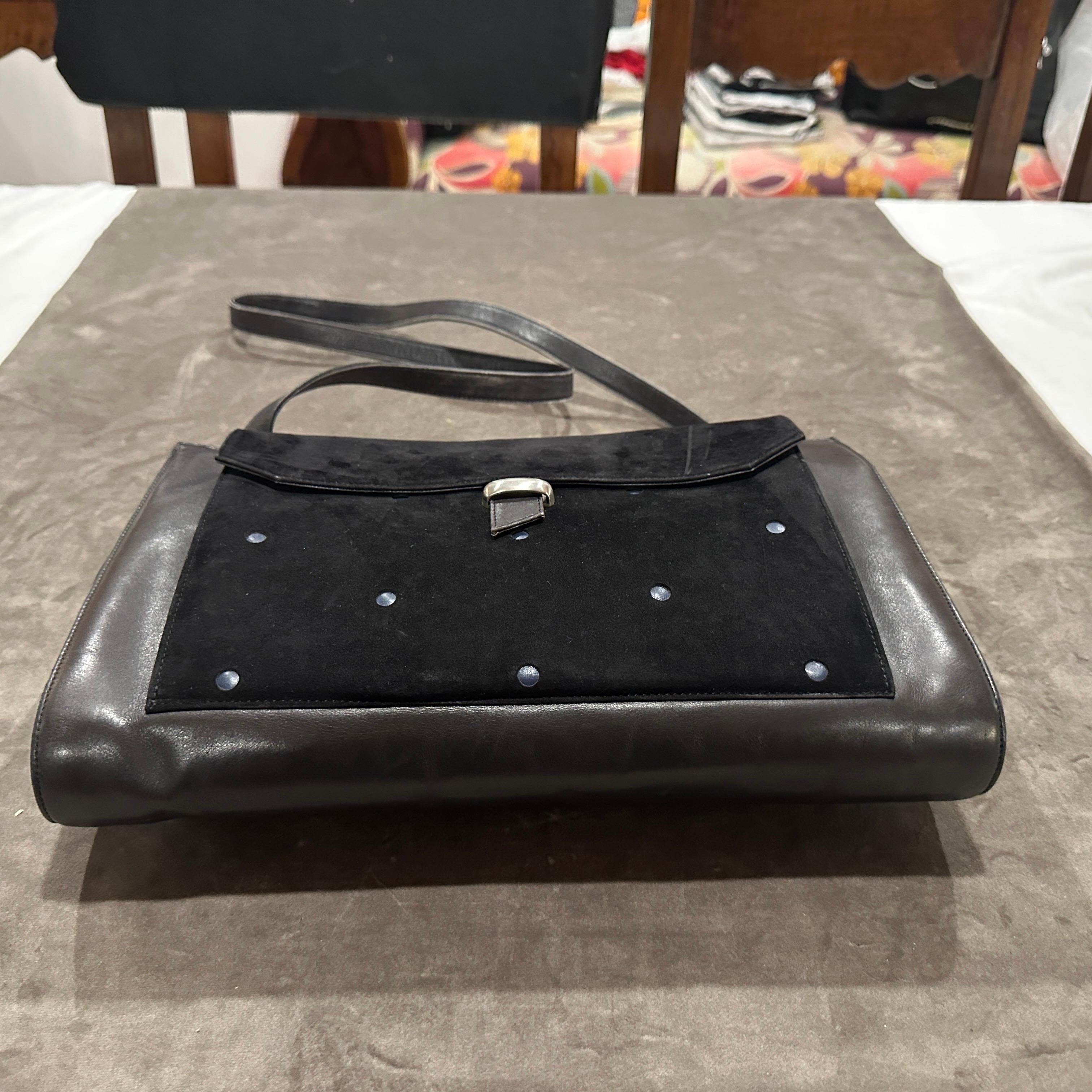 Women's 1990s Gianni Versace Suede and Leather Shoulder Bag For Sale