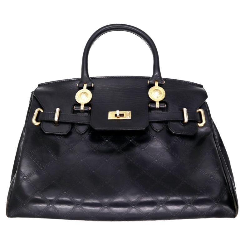1990's GIANNI VERSACE SUNBURST BIRKINS Women's Black Handbag BAG For Sale