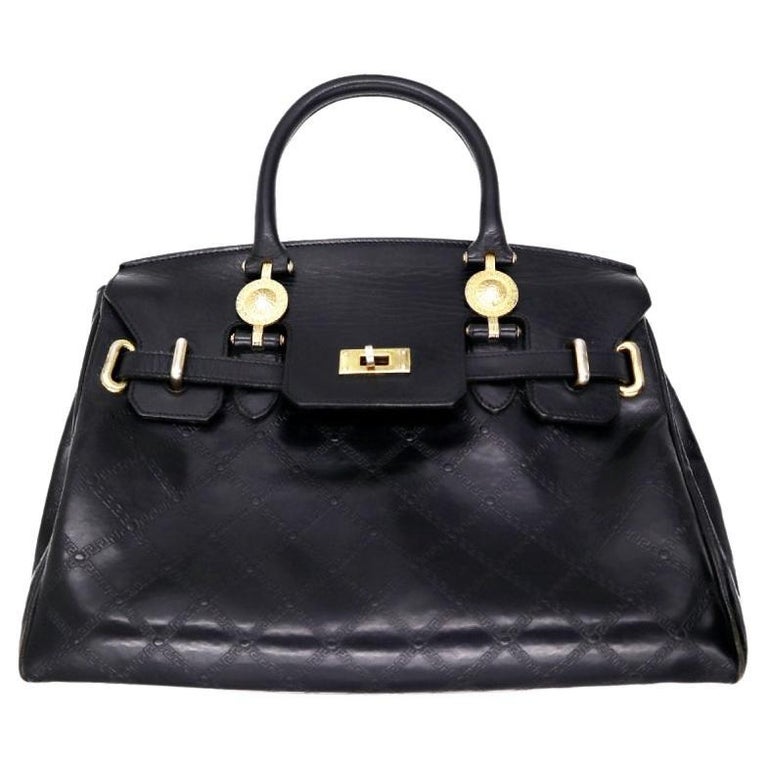 1990's GIANNI VERSACE SUNBURST BIRKINS Women's Black Handbag BAG For Sale  at 1stDibs | versace birkin bag