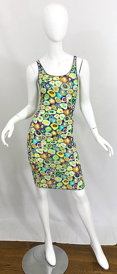 1990s Gianni Versace Sushi Novelty Print Versus Bodycon Vintage Sequin 90s Dress