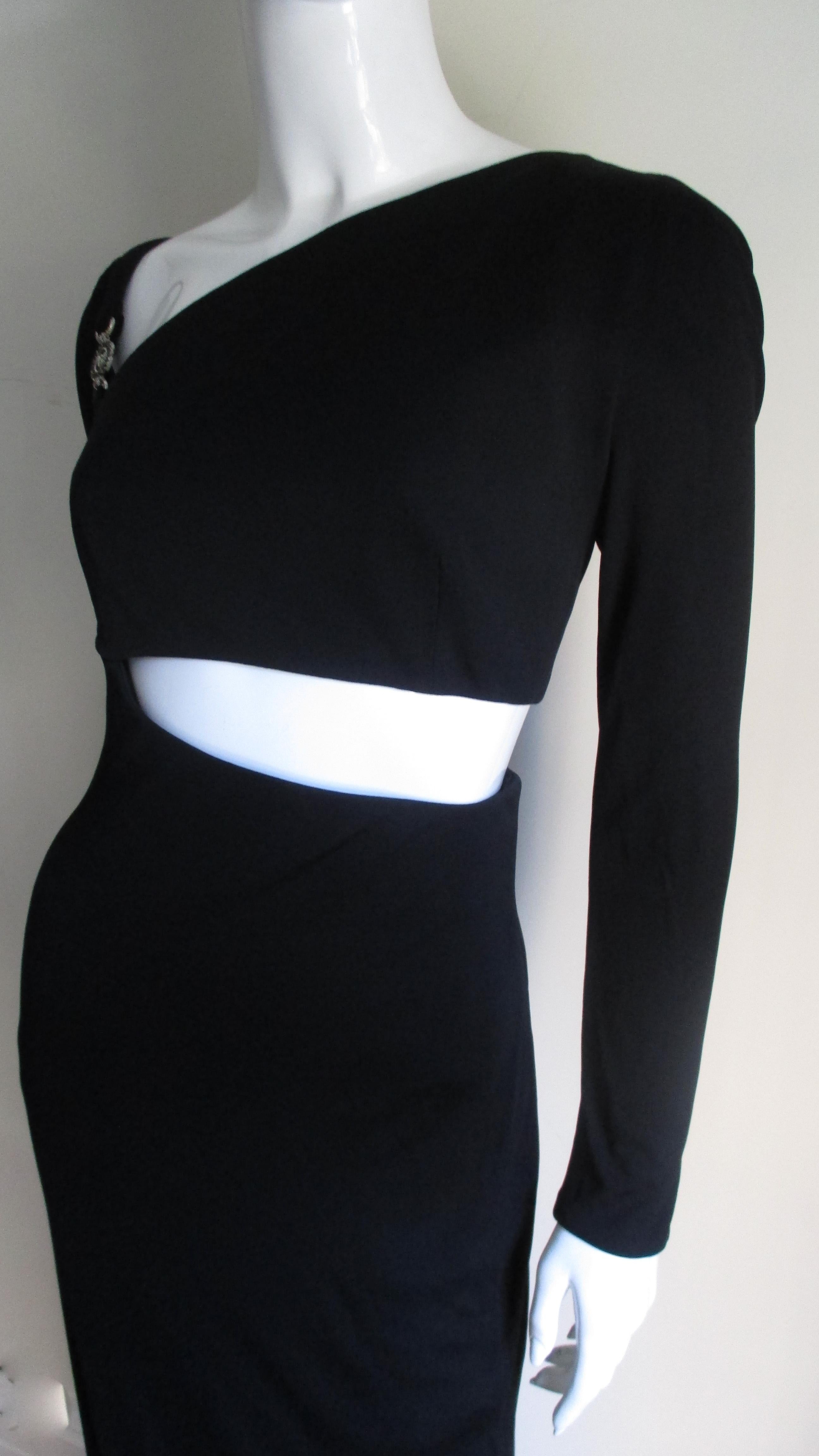 Black 1990s Gianni Versace Vintage Cutout Dress with Hardware
