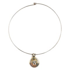 1990 Gianni Versace Vintage Anello a cerchio Medusa Medaglione Collana Choker