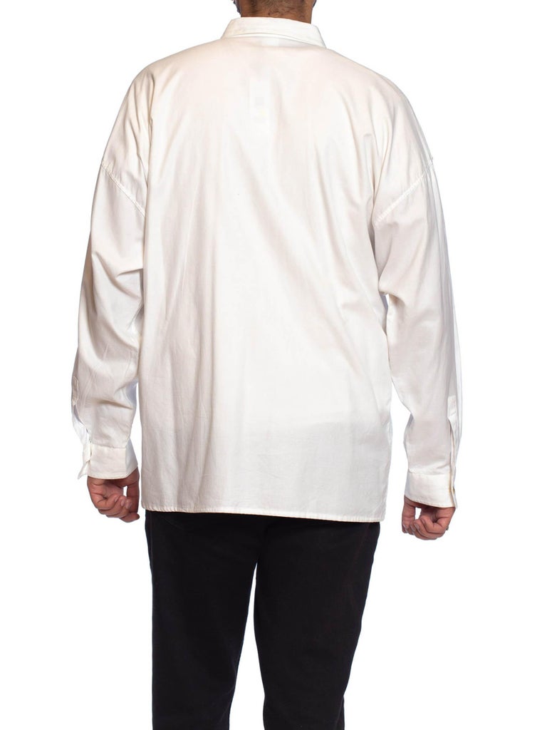 1990S GIANNI VERSACE White Cotton Men's Western Shirt For Sale at 1stDibs