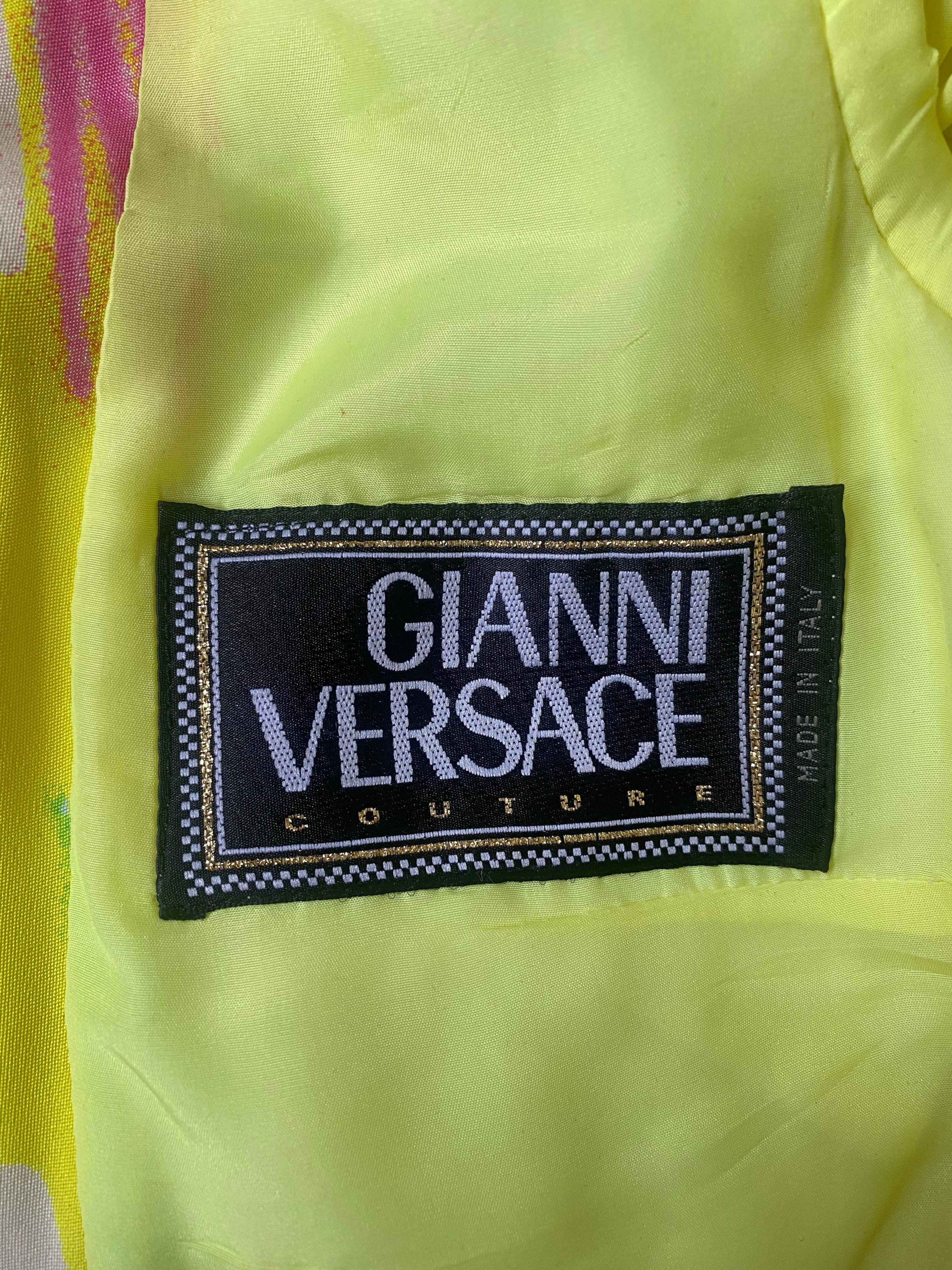 1996 Gianni Versace Yellow Jacket Dress Suit For Sale 3